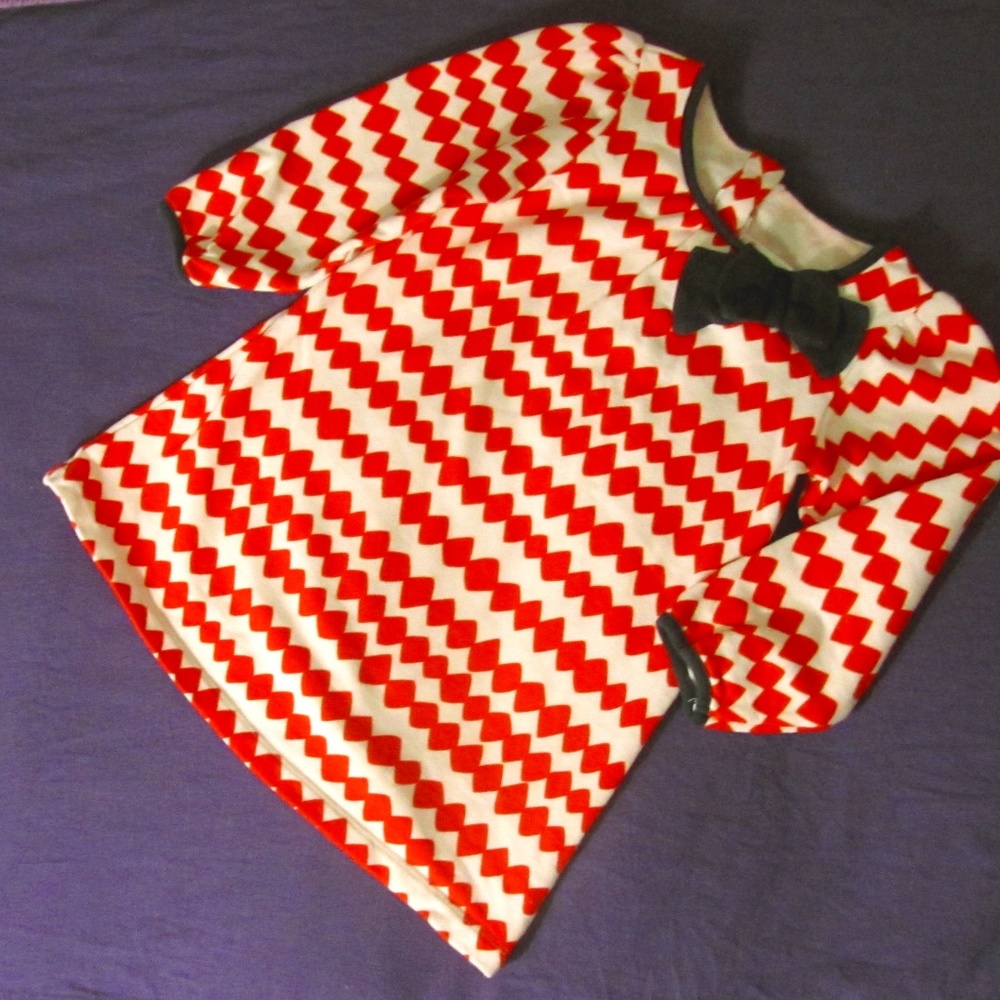 Gymboree Orange/White/Navy Blue French Terry Dress